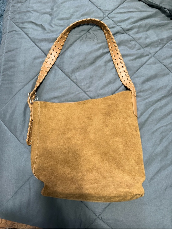 Handbags - Suede Shoulder Hobo Bag in Caramel Brown